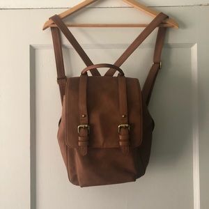 Me Roma faux leather tan backpack purse